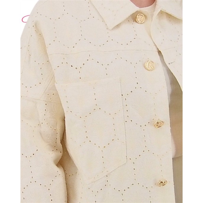 Maicazz Kort jeans jasje Summer ajour Off white